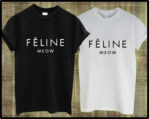 celine feline meow t shirt|Celine.